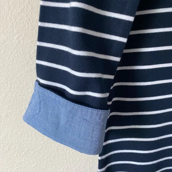 Nautica Women’s Navy & White Striped 3/4 Sleeve Nautical Shirt Size Medium - Picture 8 of 16
